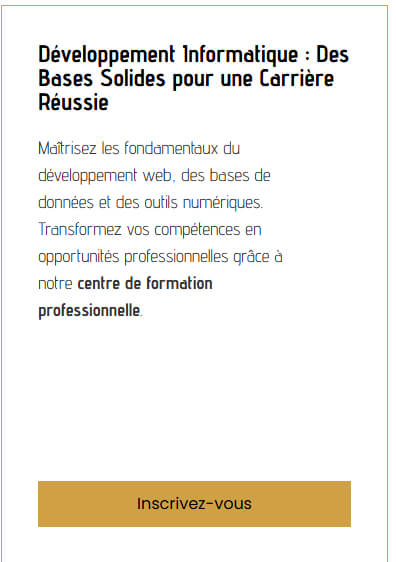 Liste des cours de développement sur Didactica : HTML, CSS, JavaScript, PHP, WordPress et Git