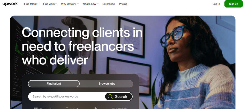 Capture d’écran de la plateforme Upwork